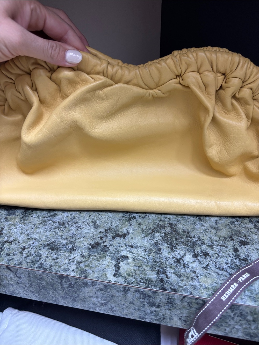 Mansur Gavriel Mustard Yellow Leather Cloud Clutch - Picture 10 of 10